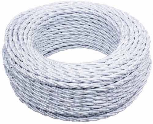 Ретро провод витой Bironi 3х2,5мм белый глянец (50м) картинка